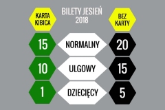 Cenniki biletów i karnetów na jesień 2018